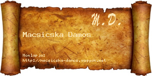Macsicska Damos névjegykártya